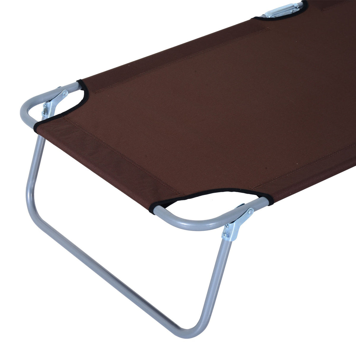 Sun Lounger Folding Garden Lounger With Sun Protection, Brown, 187X58X36 Cm