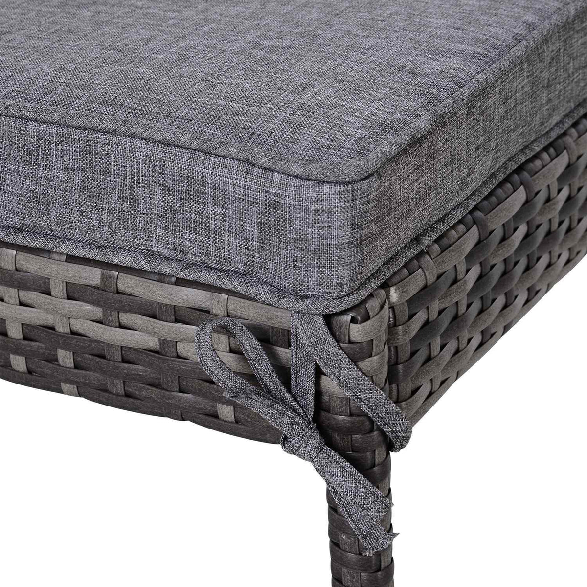 Sun Lounger Garden Lounger 3-Piece. Set With Adjustable Backrest Side Table Upholstery Metal + Pe Rattan + Polyester Gray 195 X 60 X 86 Cm