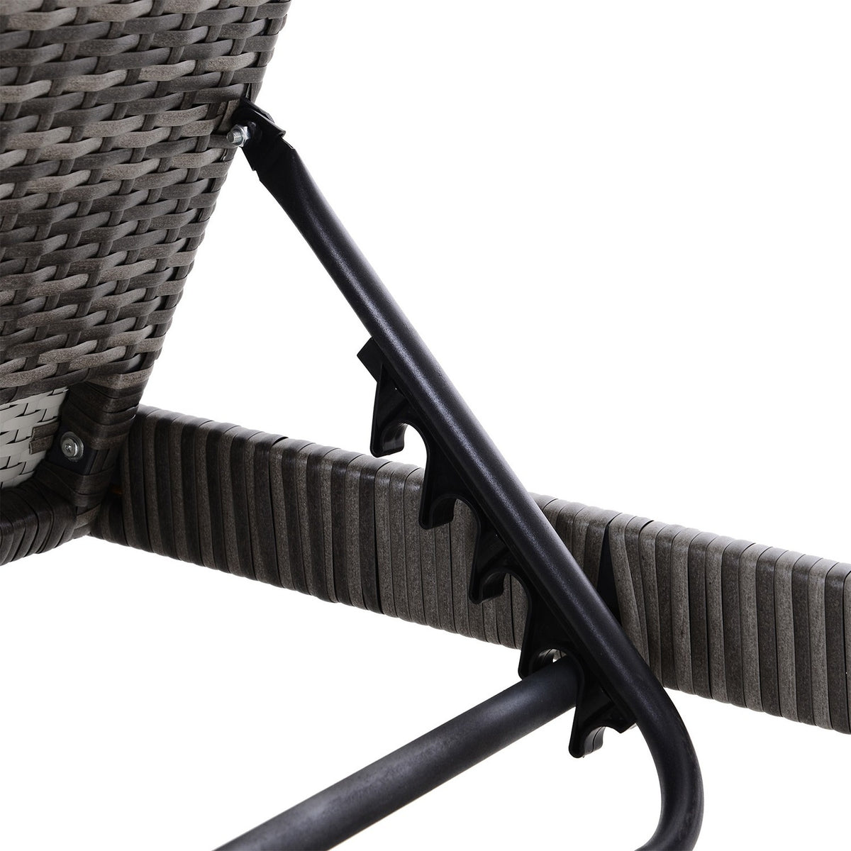 Sun Lounger Garden Lounger 3-Piece. Set With Adjustable Backrest Side Table Upholstery Metal + Pe Rattan + Polyester Gray 195 X 60 X 86 Cm
