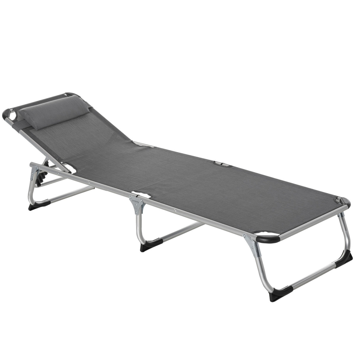 Sun Lounger Garden Lounger Aluminum Fabric Lounger Relaxation Lounger 5-Way Adjustable Foldable Ergonomic Mesh Gray 170 X 60 X 76 Cm