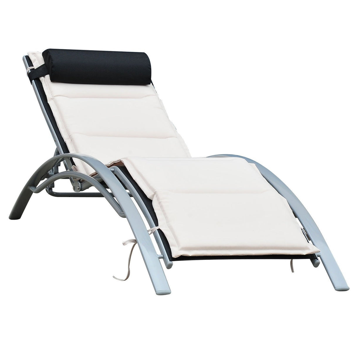 Sun Lounger Garden Lounger Garden Chair Relaxation Chair Deck Chair Aluminum Adjustable Cream White 170 X 64 X 82 Cm