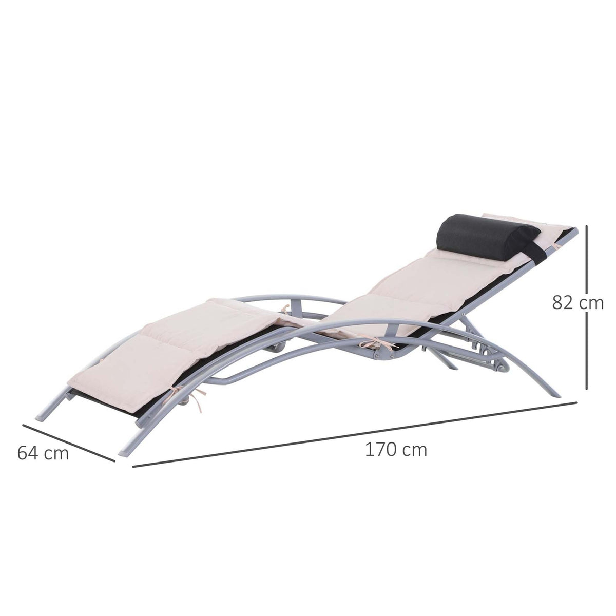 Sun Lounger Garden Lounger Garden Chair Relaxation Chair Deck Chair Aluminum Adjustable Cream White 170 X 64 X 82 Cm