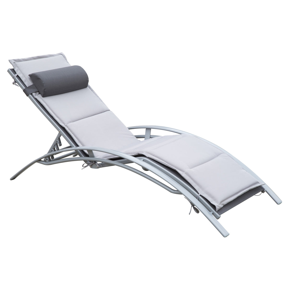 Sun Lounger Garden Lounger Garden Chair Relaxation Chair Deck Chair Aluminum Adjustable Gray 170 X 64 X 82 Cm