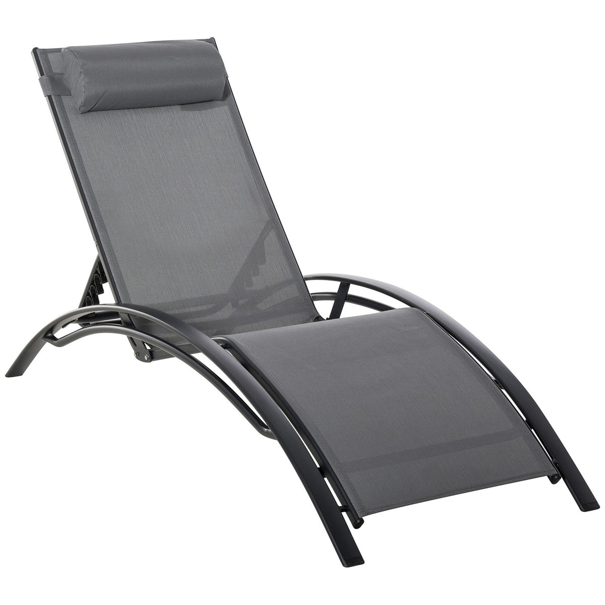 Sun Lounger Garden Lounger Garden Chair Relaxation Chair Deck Chair Aluminum Adjustable Gray 171 X 64 X 82 Cm