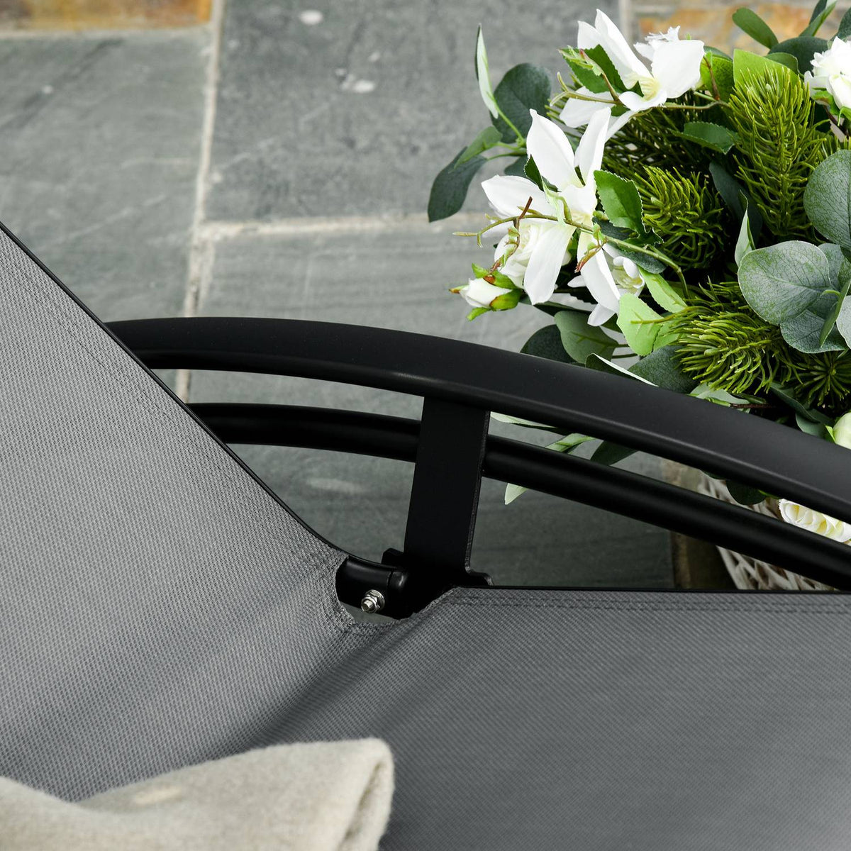 Sun Lounger Garden Lounger Garden Chair Relaxation Chair Deck Chair Aluminum Adjustable Gray 171 X 64 X 82 Cm