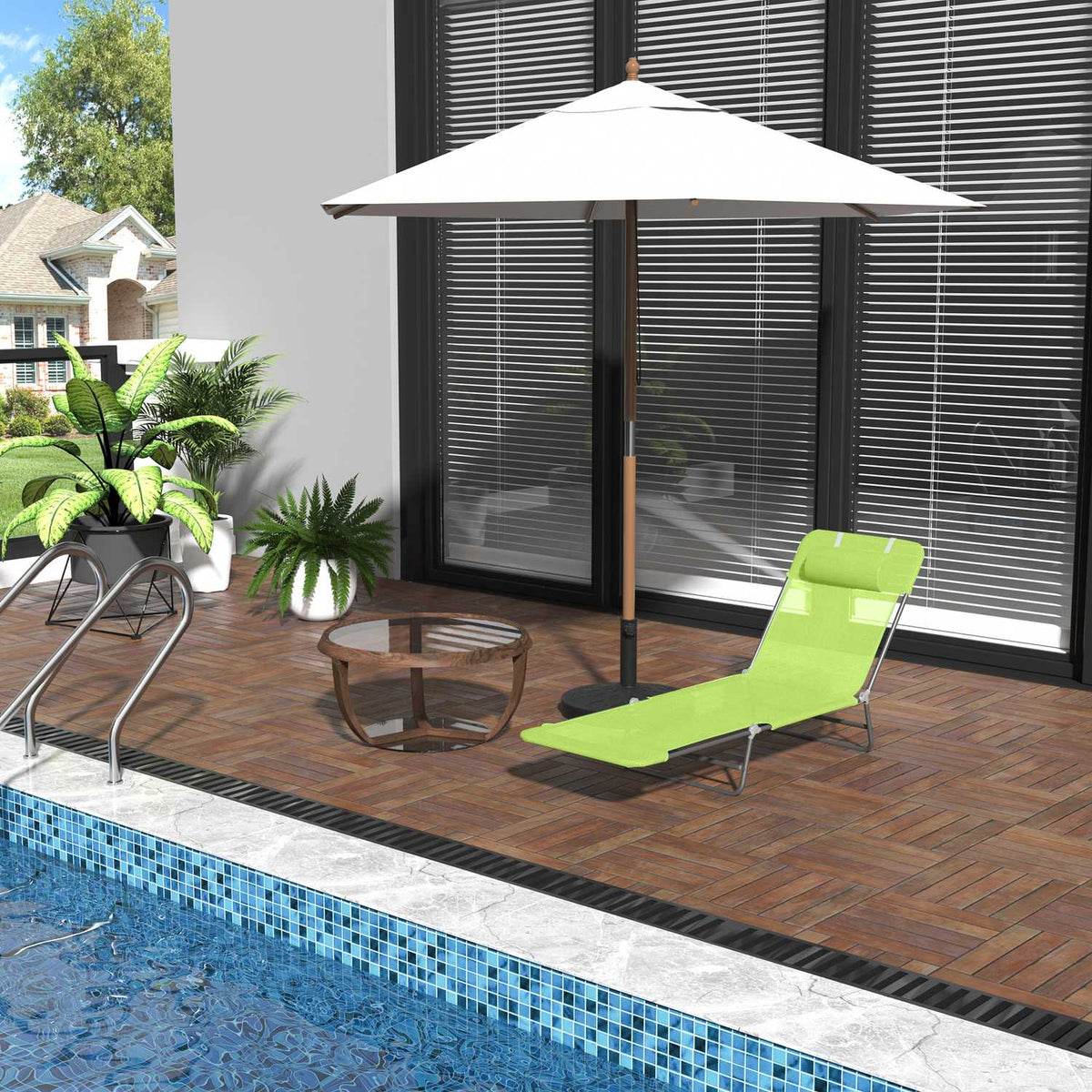 Sun Lounger Garden Lounger Relax Lounger Bathroom Lounger Two-Legged Lounger 4 Colors (Green)