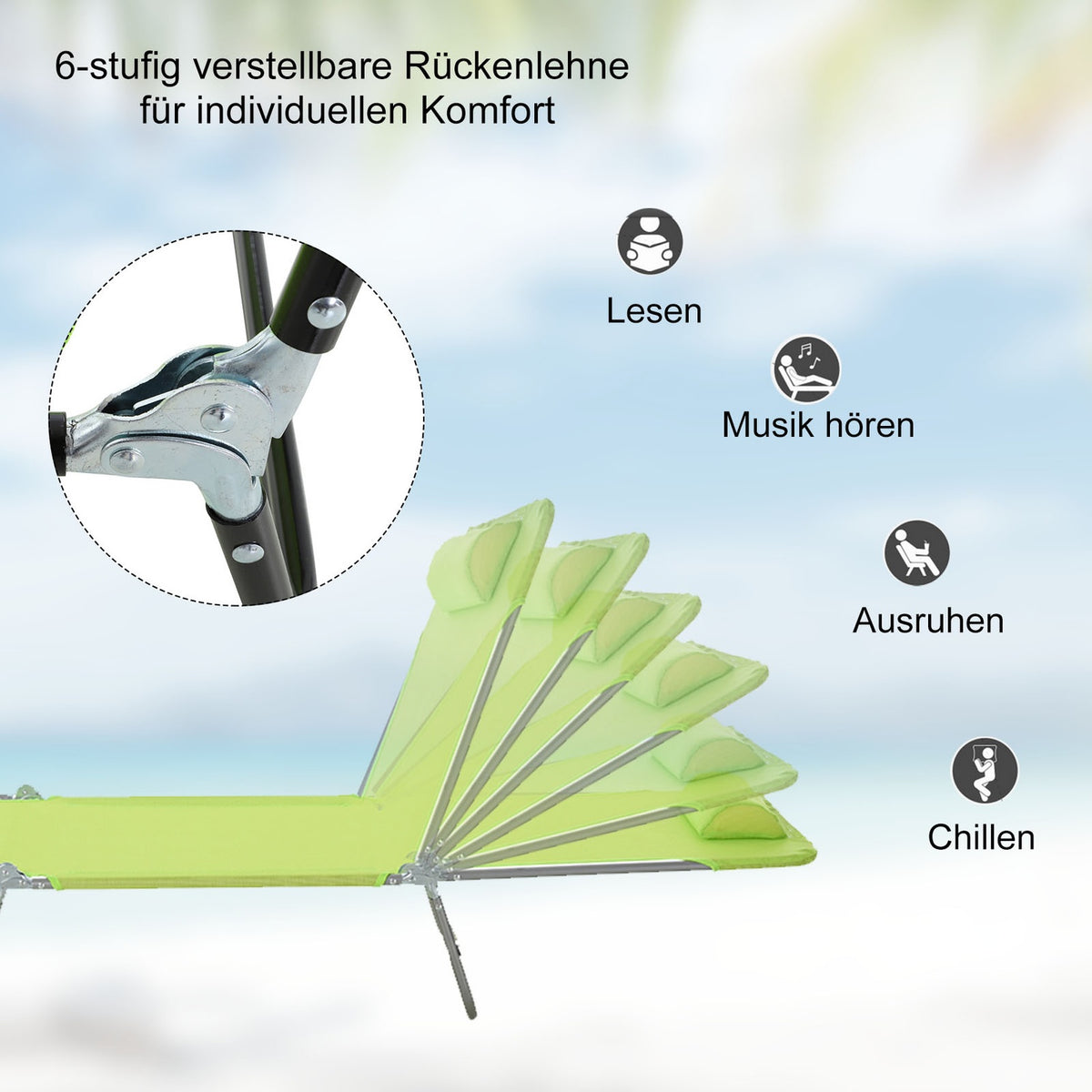 Sun Lounger Garden Lounger Relax Lounger Bathroom Lounger Two-Legged Lounger 4 Colors (Green)