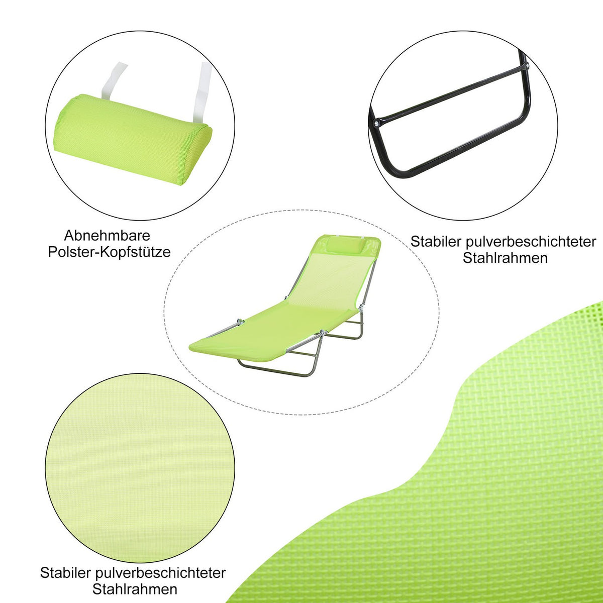 Sun Lounger Garden Lounger Relax Lounger Bathroom Lounger Two-Legged Lounger 4 Colors (Green)