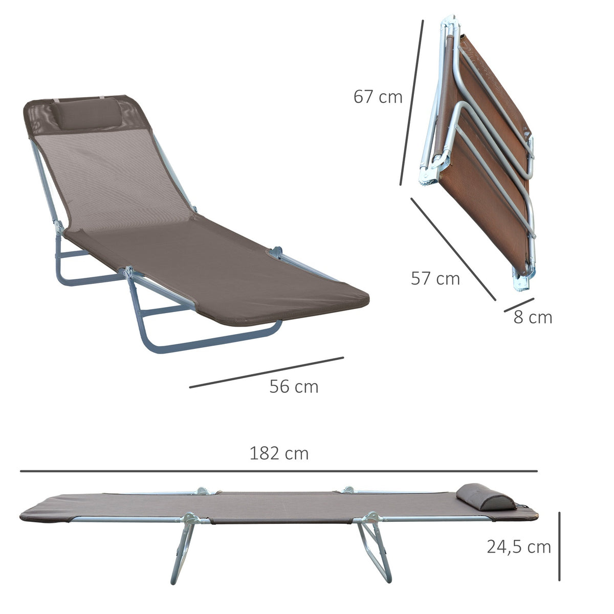 Sun Lounger, Garden Lounger, Relaxation Lounger, Bathroom Lounger, Two-Legged Lounger, Brown For Garden And Terrace