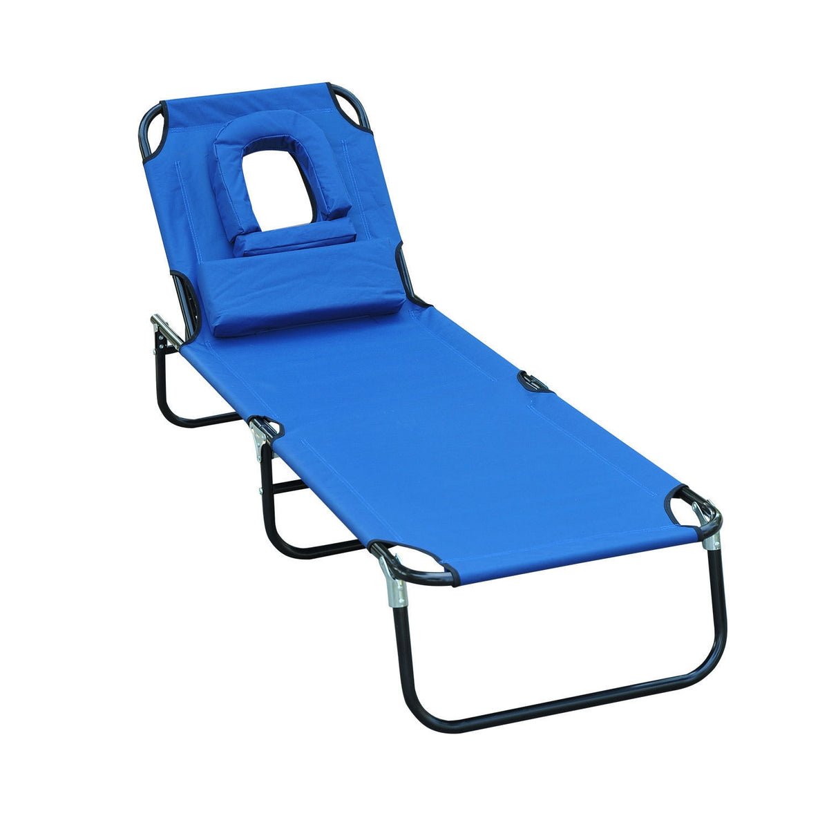 Sun Lounger Garden Lounger Relaxation Lounger Tripod Lounger With Reading Window Face Opening Blue