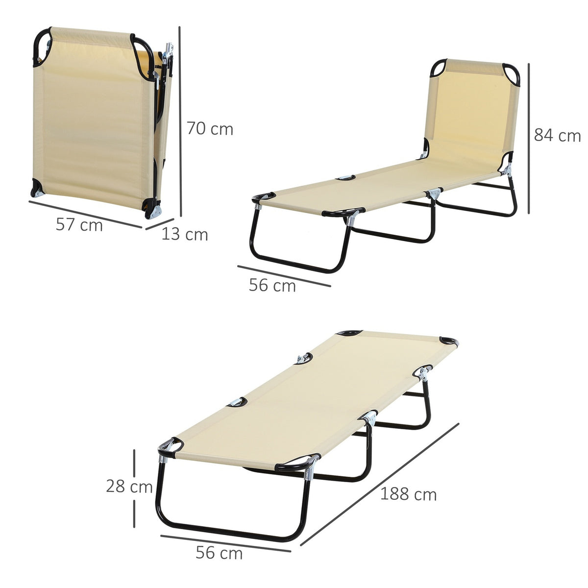 Sun Lounger Garden Lounger With Adjustable Backrest, Steel, Blue, 188X56X28Cm, Ideal For Garden & Balcony