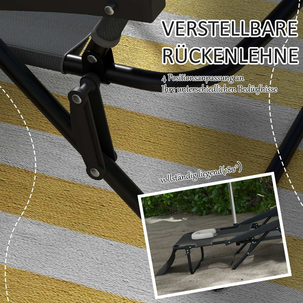 Sun Lounger Garden Lounger With Pillow Deck Chair With Adjustable Backrest Armrest Relax Lounger For Garden Balcony Mesh Dark Gray