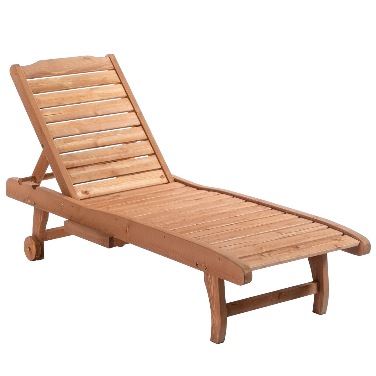 Sun Lounger Mobile Garden Lounger Made Of Fir Wood Folding Brown Red Ideal For Beach & Garden