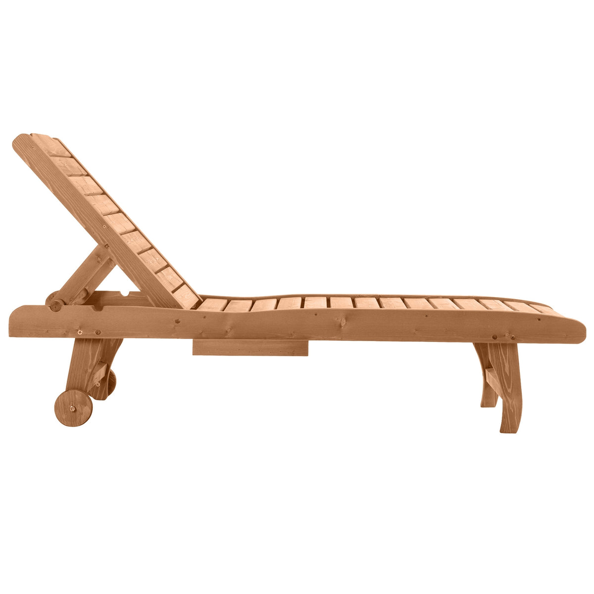 Sun Lounger Mobile Garden Lounger Made Of Fir Wood Folding Brown Red Ideal For Beach & Garden