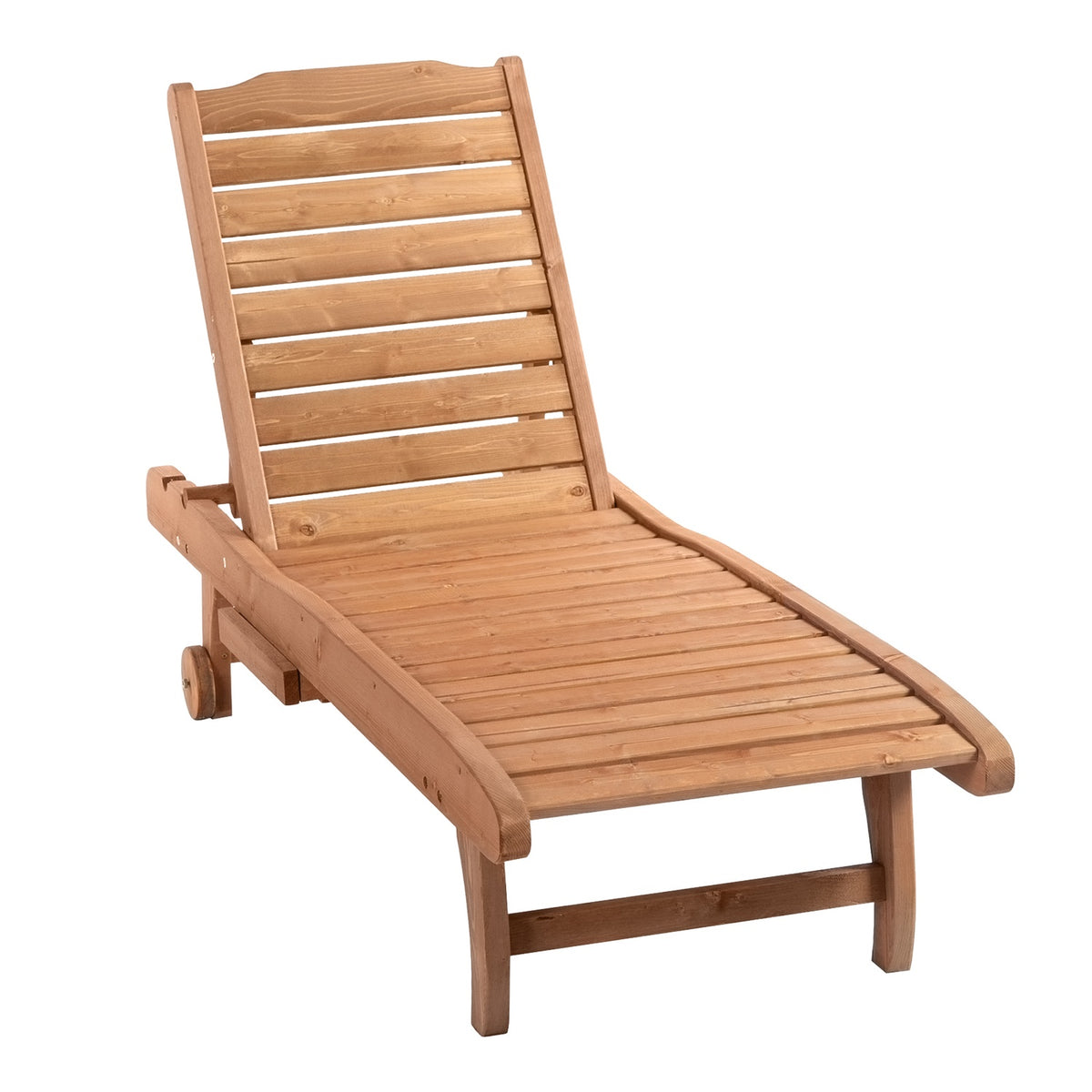 Sun Lounger Mobile Garden Lounger Made Of Fir Wood Folding Brown Red Ideal For Beach & Garden