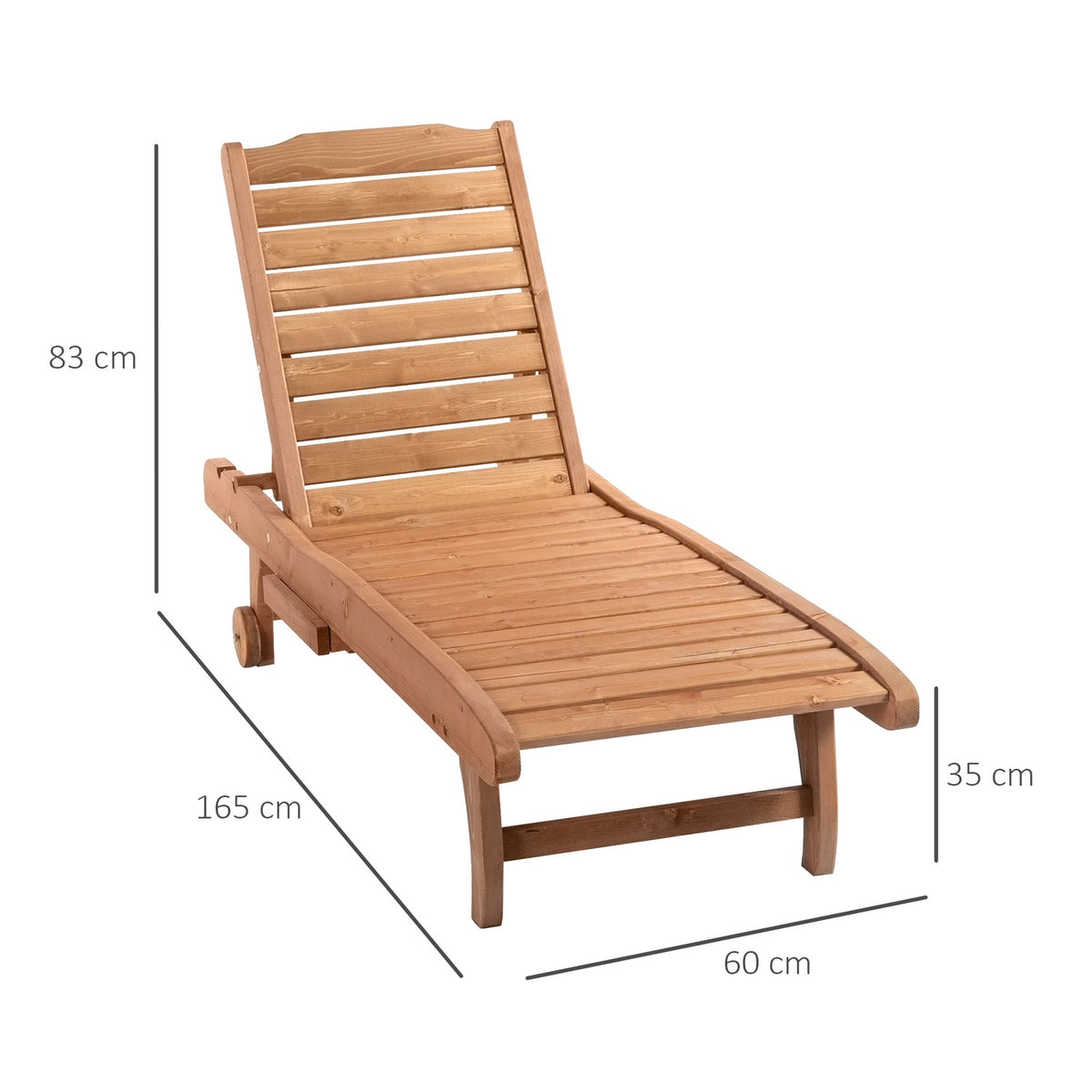 Sun Lounger Mobile Garden Lounger Made Of Fir Wood Folding Brown Red Ideal For Beach & Garden
