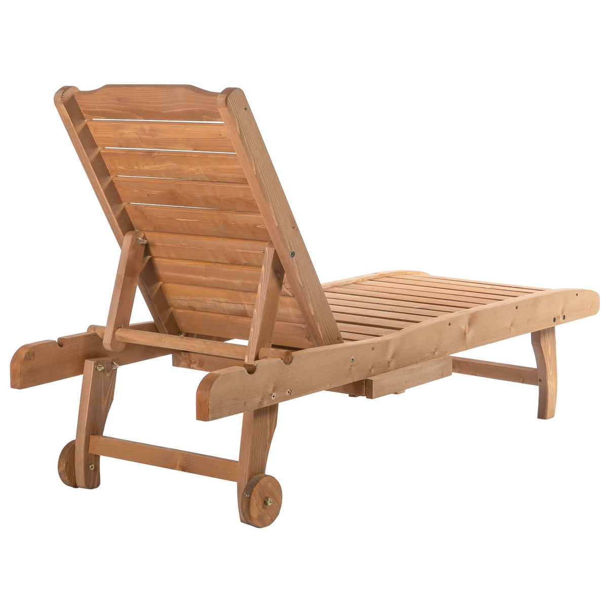 Sun Lounger Mobile Garden Lounger Made Of Fir Wood Folding Brown Red Ideal For Beach & Garden
