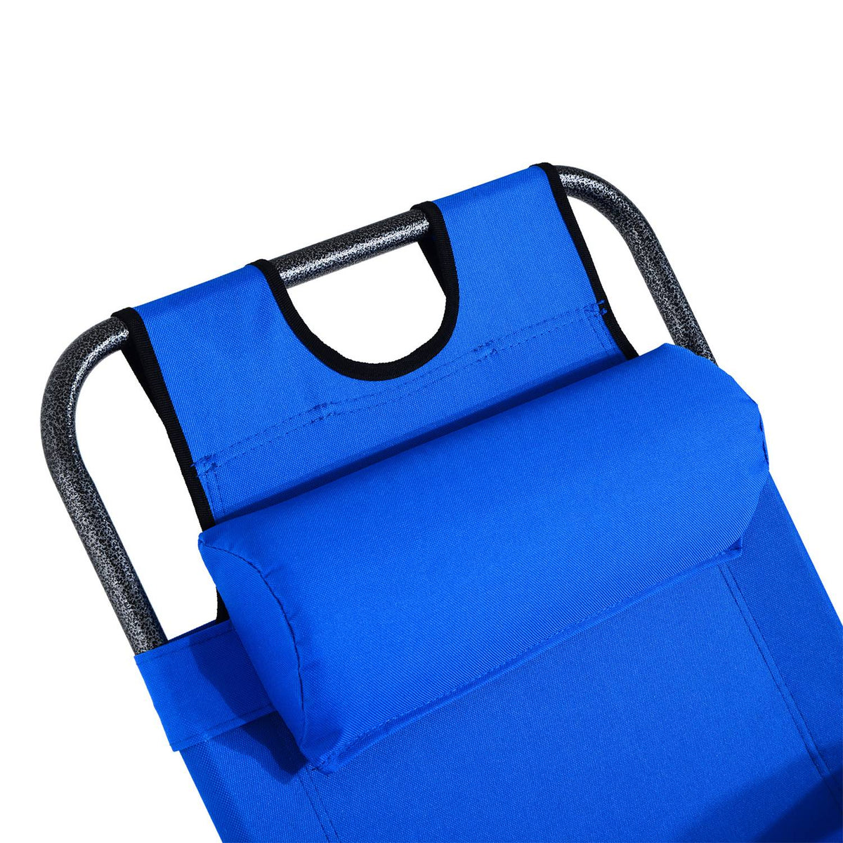 Sun Lounger With Cushion, Folding Beach Lounger, 2-Tier Garden Lounger, 2-In-1 Relaxation Lounger, Metal + Oxford Fabric, Blue 118 X 60 X 80 Cm