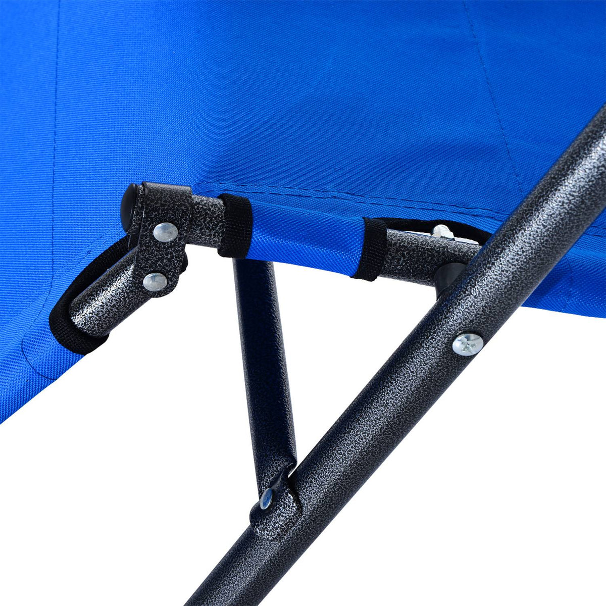 Sun Lounger With Cushion, Folding Beach Lounger, 2-Tier Garden Lounger, 2-In-1 Relaxation Lounger, Metal + Oxford Fabric, Blue 118 X 60 X 80 Cm