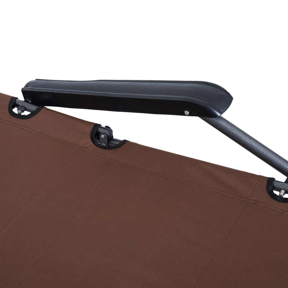 Sun Lounger With Cushion, Folding Beach Lounger, 2-Tier Garden Lounger, 2-In-1 Relaxation Lounger, Metal + Oxford Fabric, Brown 135 X 60 X 89 Cm