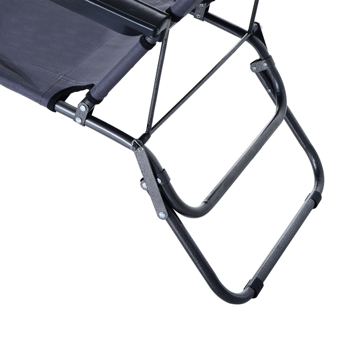 Sun Lounger With Cushion, Folding Beach Lounger, 2-Tier Garden Lounger, 2-In-1 Relaxation Lounger, Metal + Oxford Fabric, Gray 135 X 60 X 89 Cm
