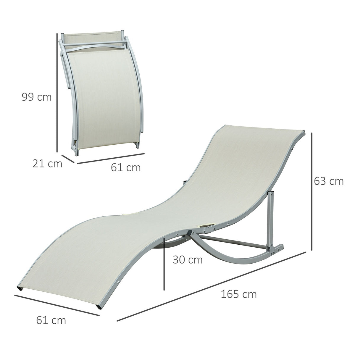 Sun Loungers Set Of 2 Garden Loungers Aluminum Textline Ergonomic Foldable Beige 165X61X63Cm