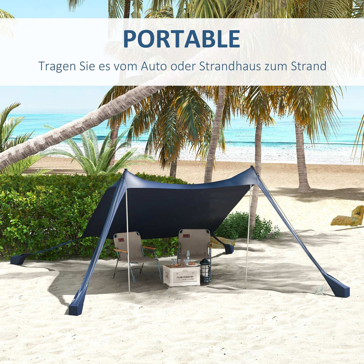 Sun Protection Canopy Waterproof Awning 2.15X2X2M With Uv Protection, Steel Poles & Carry Bag, For Camping, Travel, Fishing