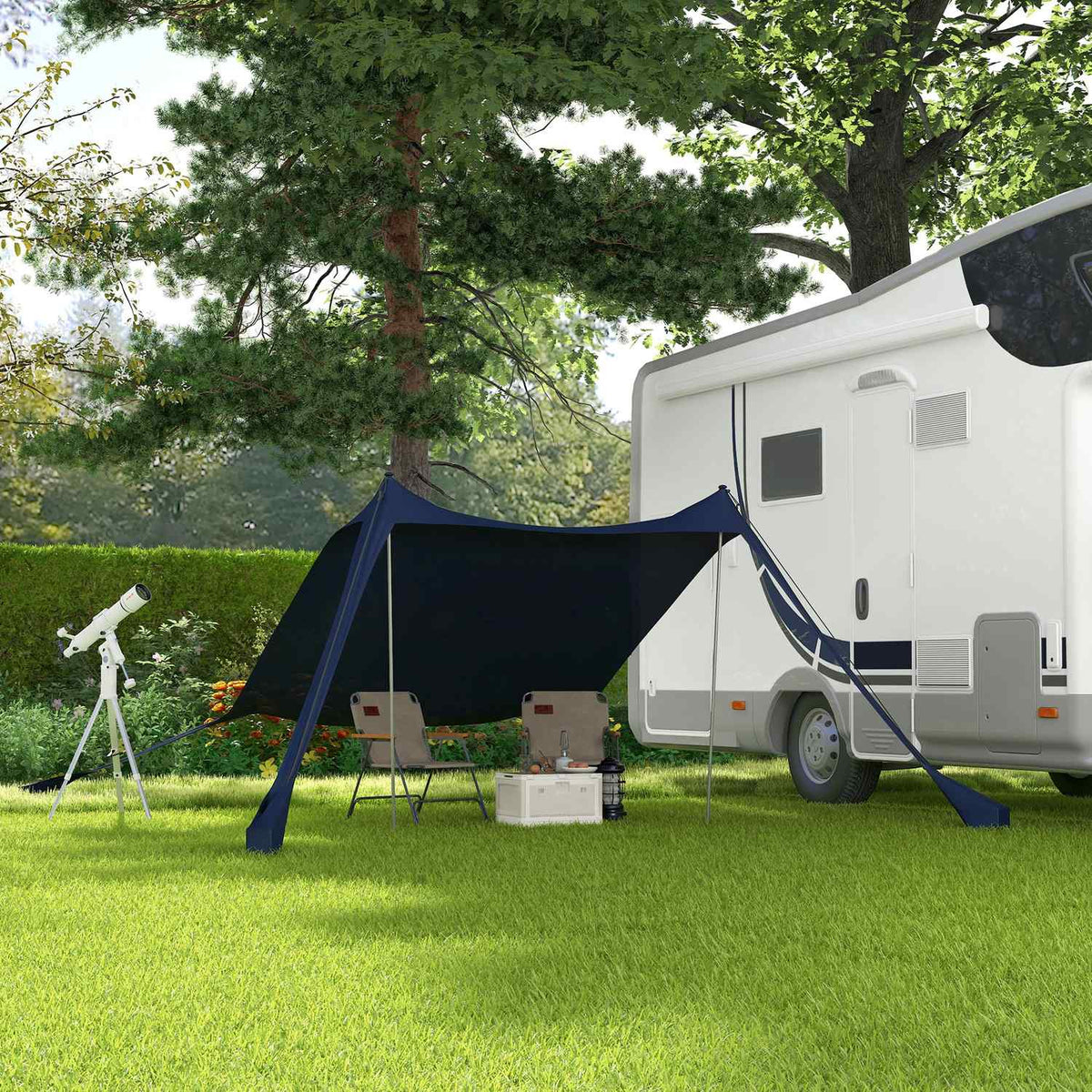 Sun Protection Canopy Waterproof Awning 2.15X2X2M With Uv Protection, Steel Poles & Carry Bag, For Camping, Travel, Fishing