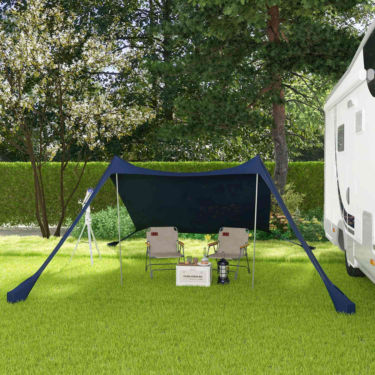 Sun Protection Canopy Waterproof Awning 2.15X2X2M With Uv Protection, Steel Poles & Carry Bag, For Camping, Travel, Fishing
