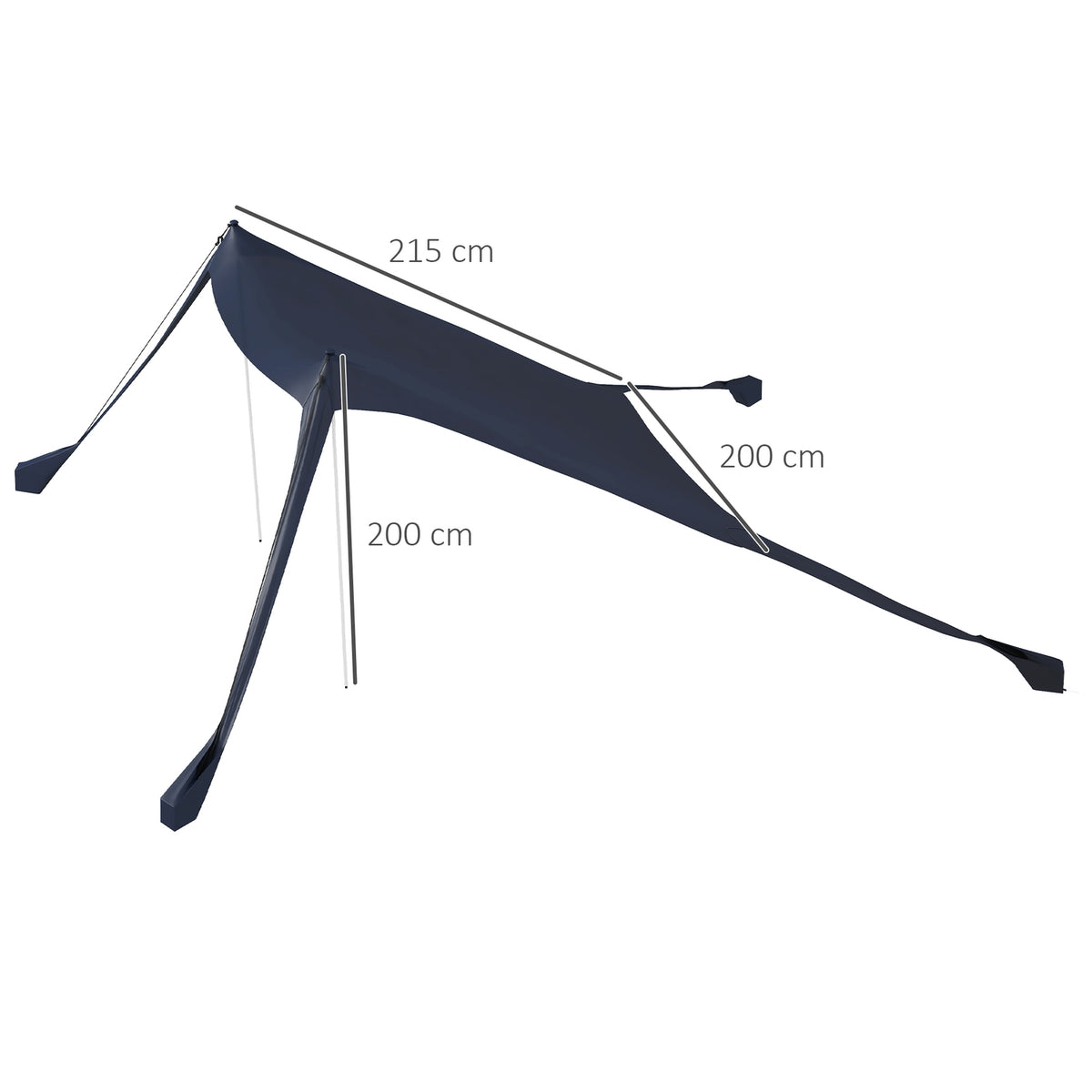 Sun Protection Canopy Waterproof Awning 2.15X2X2M With Uv Protection, Steel Poles & Carry Bag, For Camping, Travel, Fishing