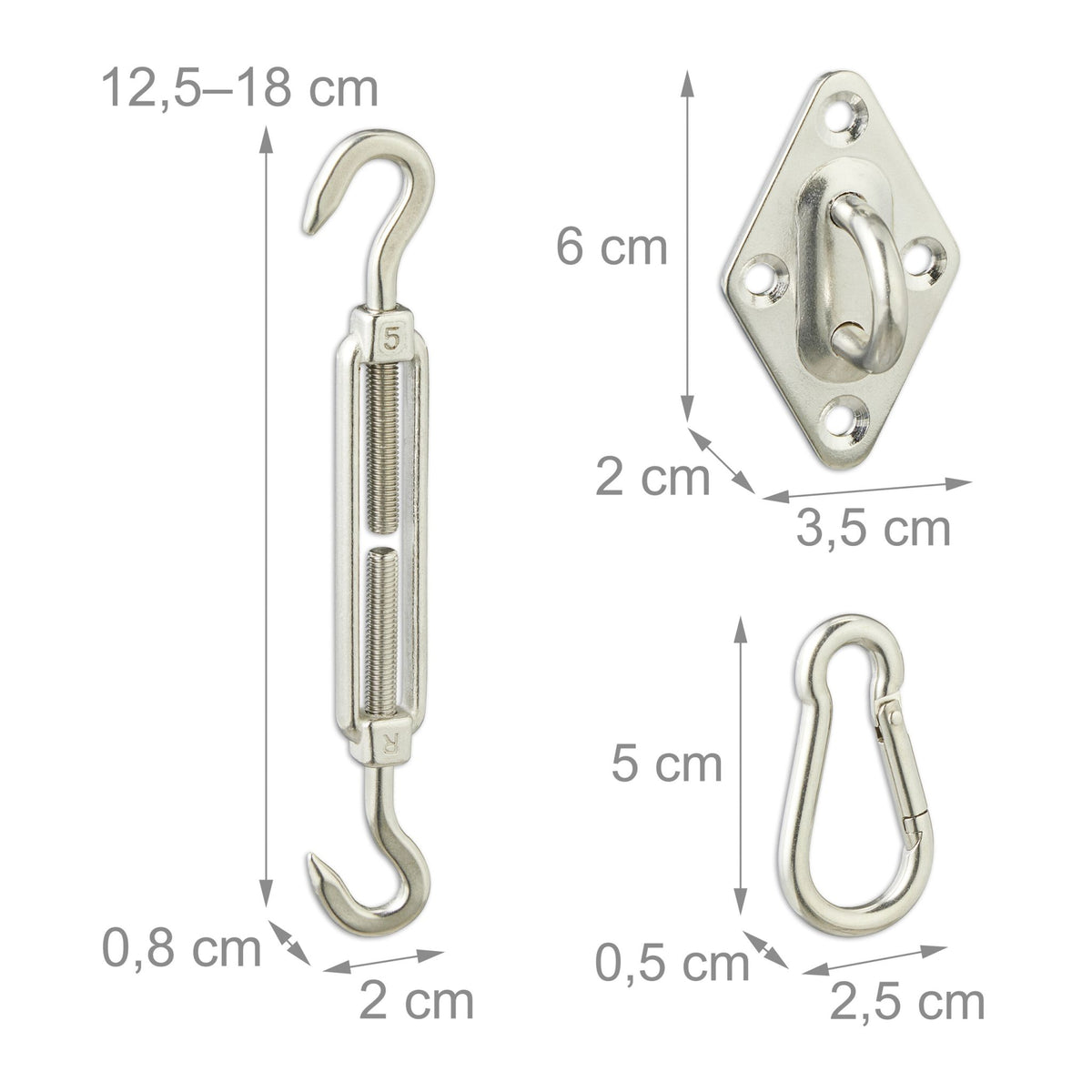 Sun Shade Sail Fastening Kit with Tensioners