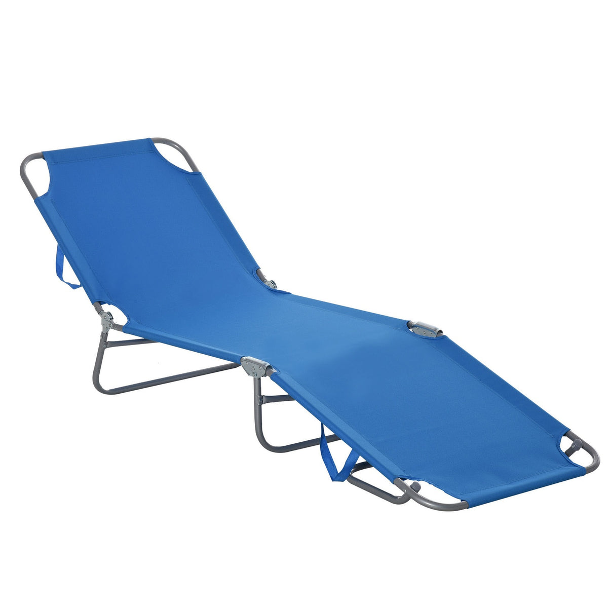 Sun lounger, camping lounger, folding deck chair with adjustable backrest, can hold up to 120 kg for balcony, terrace, Oxford blue