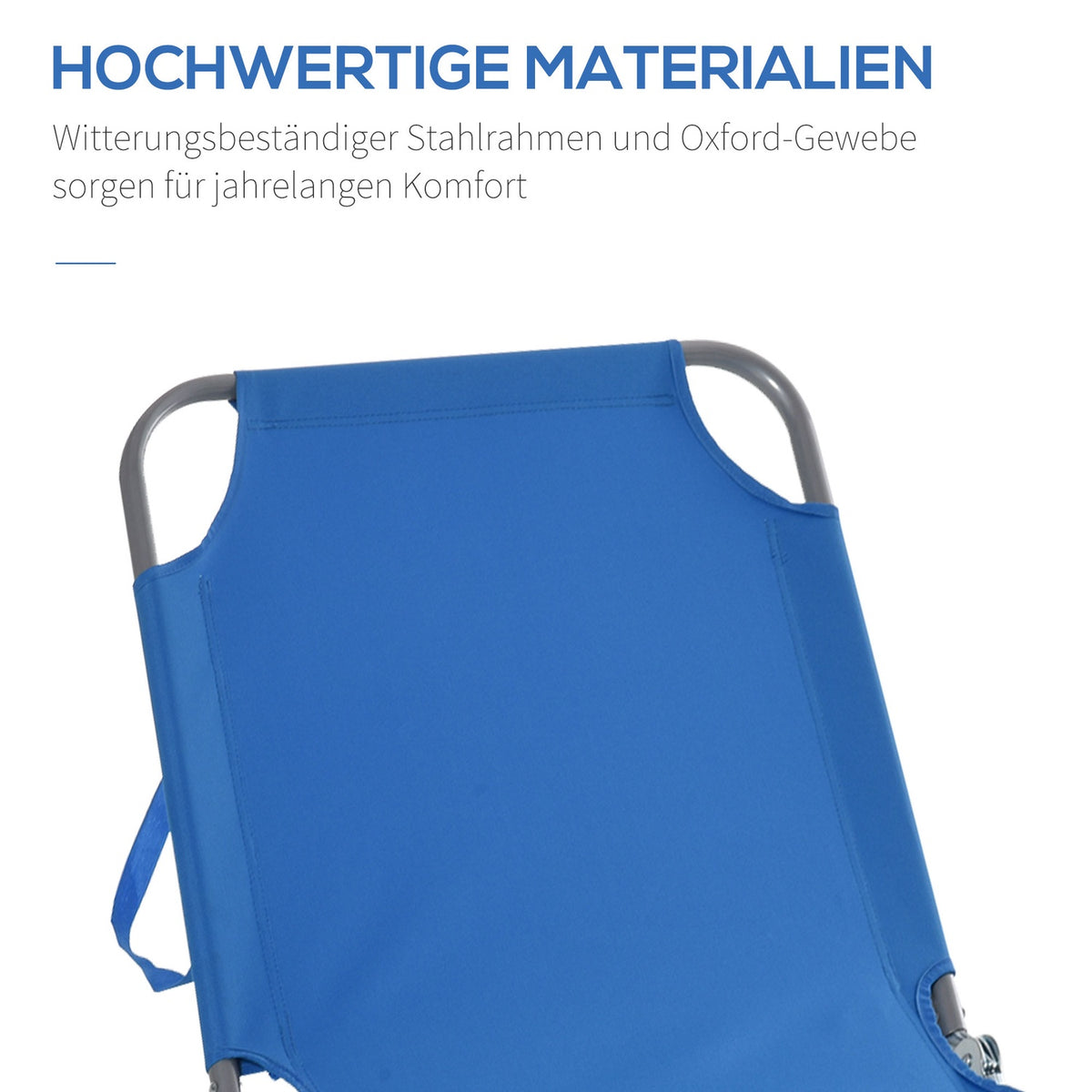 Sun lounger, camping lounger, folding deck chair with adjustable backrest, can hold up to 120 kg for balcony, terrace, Oxford blue