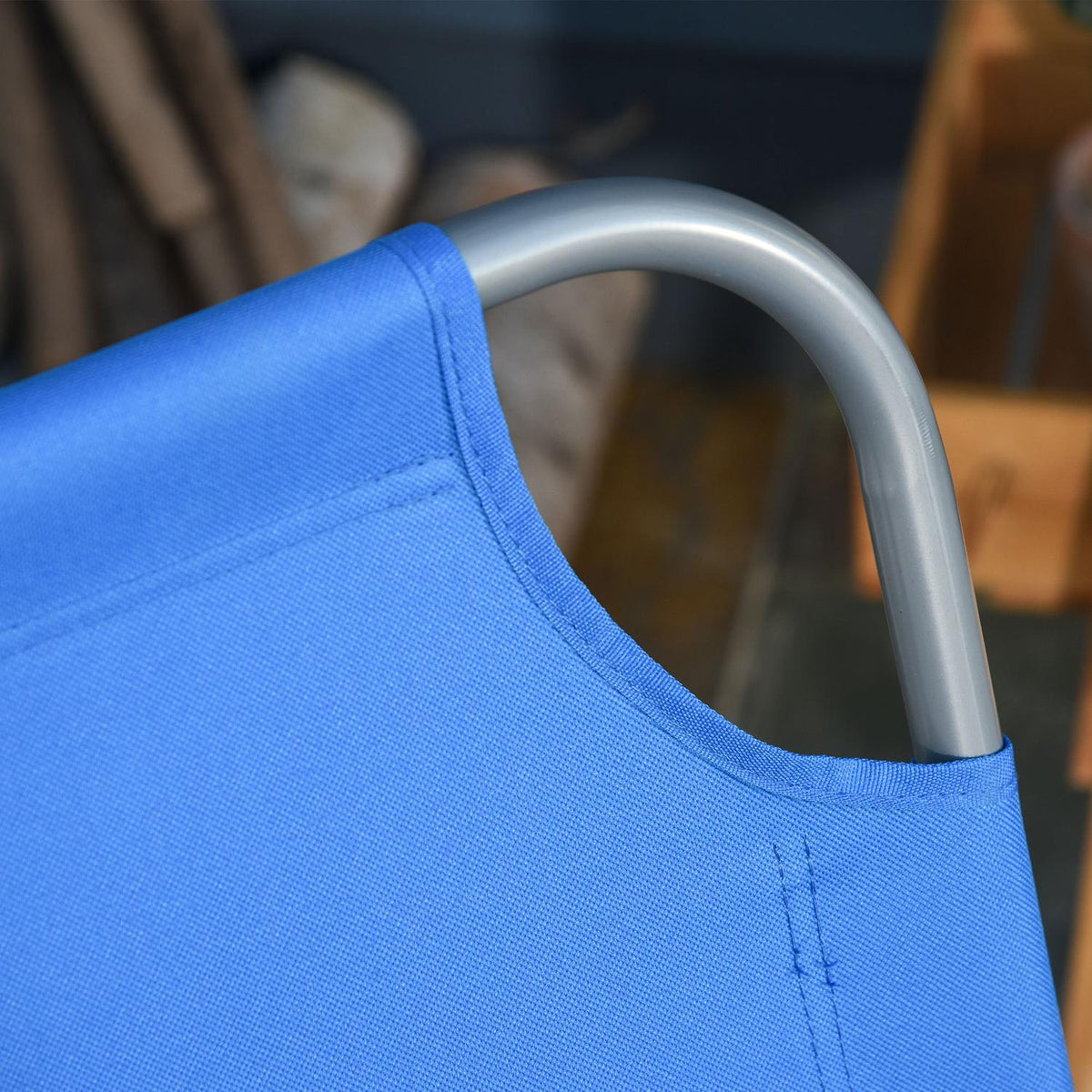 Sun lounger, camping lounger, folding deck chair with adjustable backrest, can hold up to 120 kg for balcony, terrace, Oxford blue