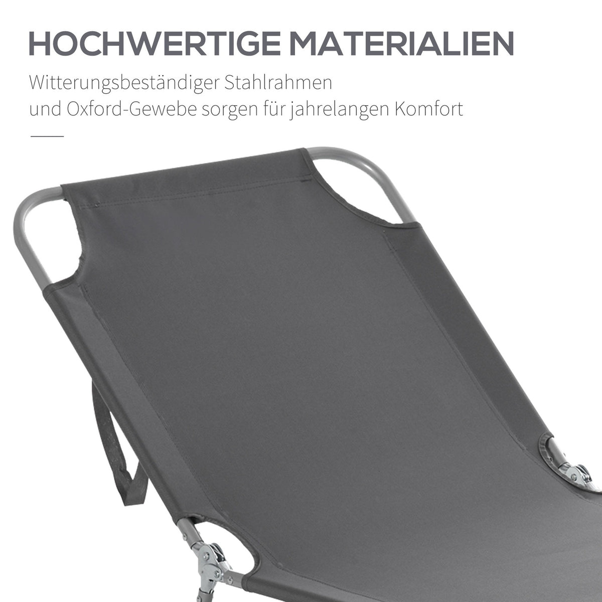 Sun lounger, camping lounger, folding deck chair with adjustable backrest, garden lounger can hold up to 120 kg for balcony, terrace, Oxford