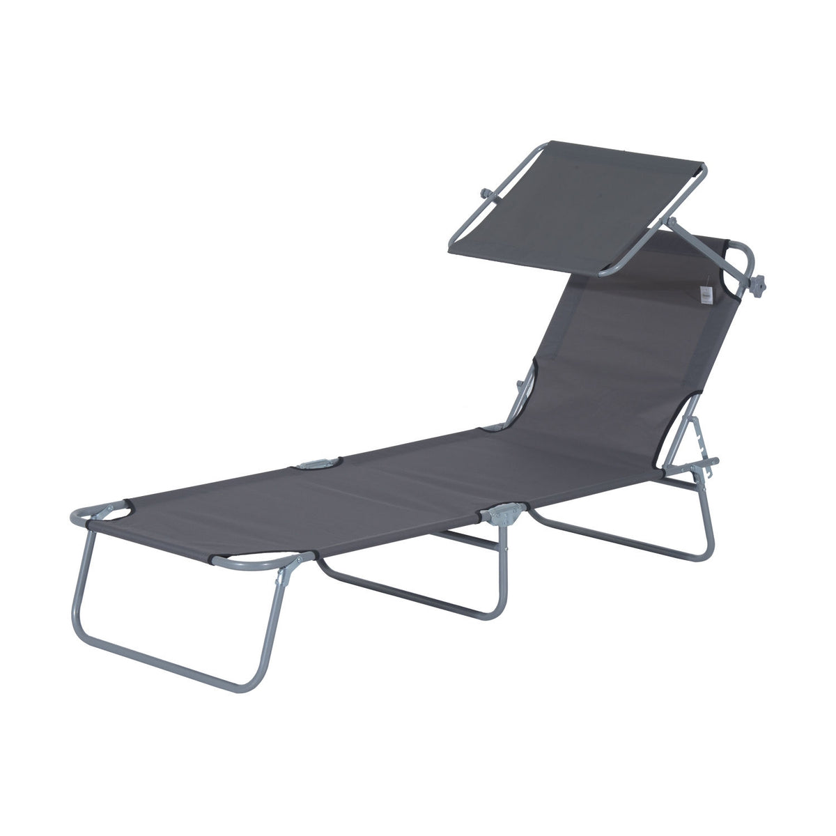 Sun lounger folding garden lounger deck chair beach lounger with sun protection gray 187 x 58 x 36 cm
