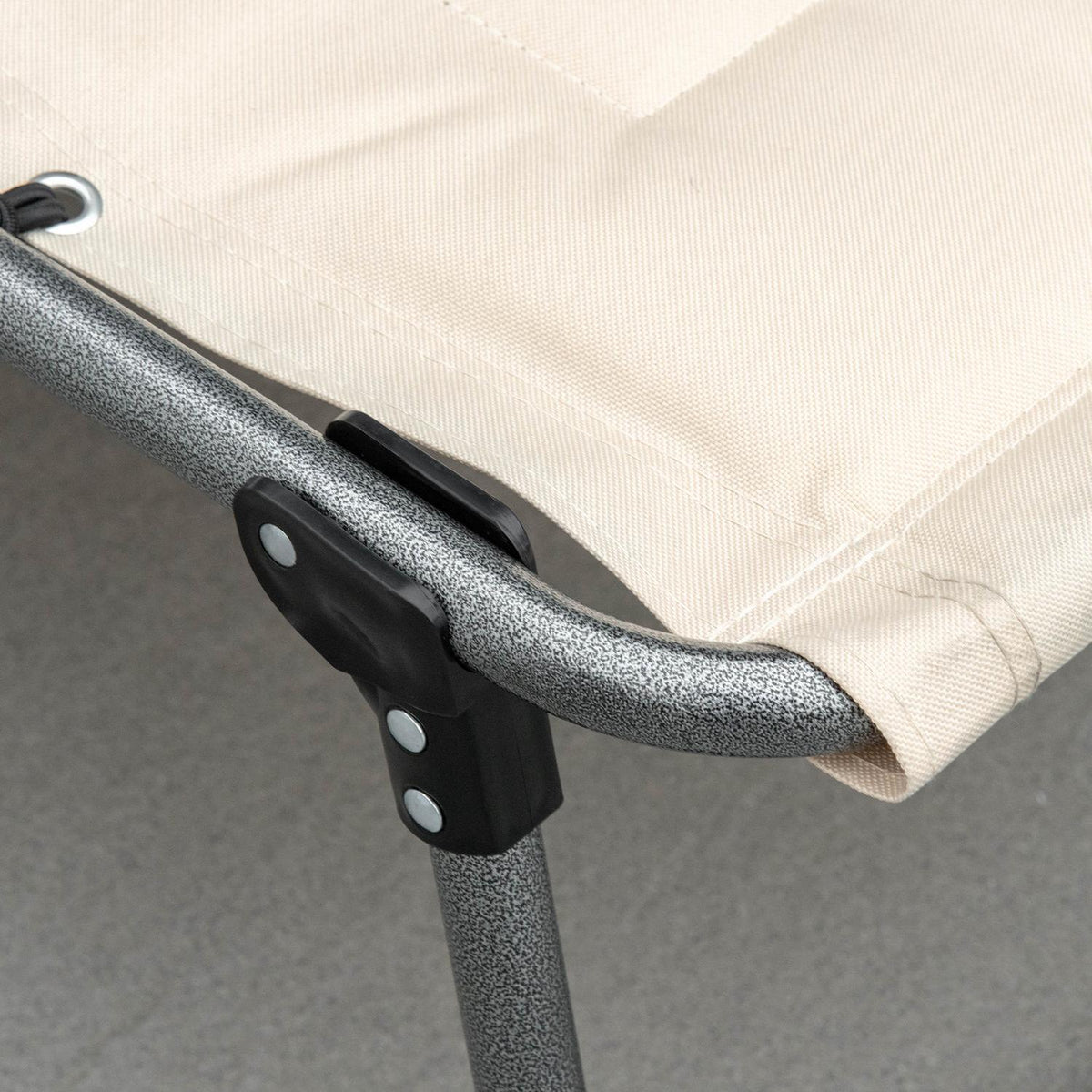 Sun lounger, folding garden lounger with pillow, side pocket, deck chair with 5-way adjustable backrest, weatherproof camping lounger can hold up to 130 kg, for garden, beach, pool, beige