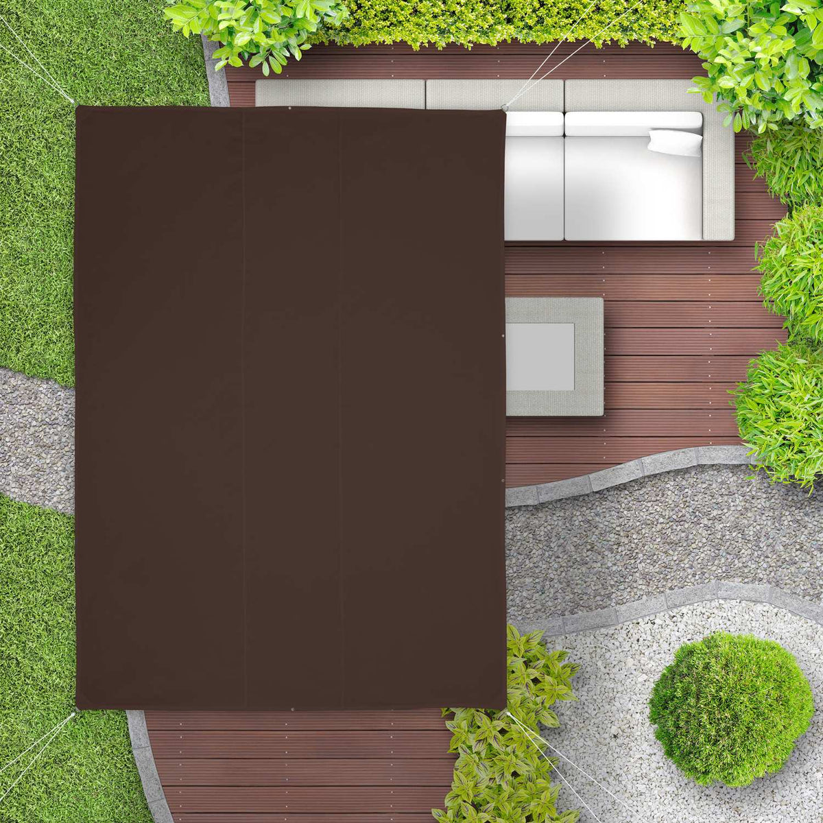 Sun sail rectangular brown