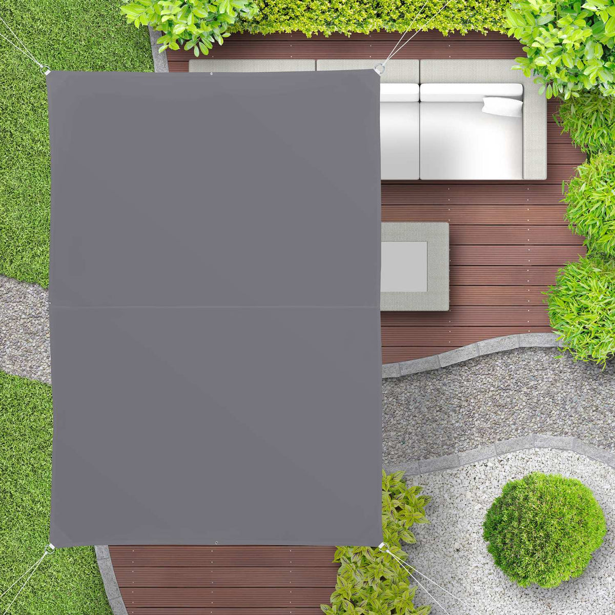 Sun sail rectangular grey