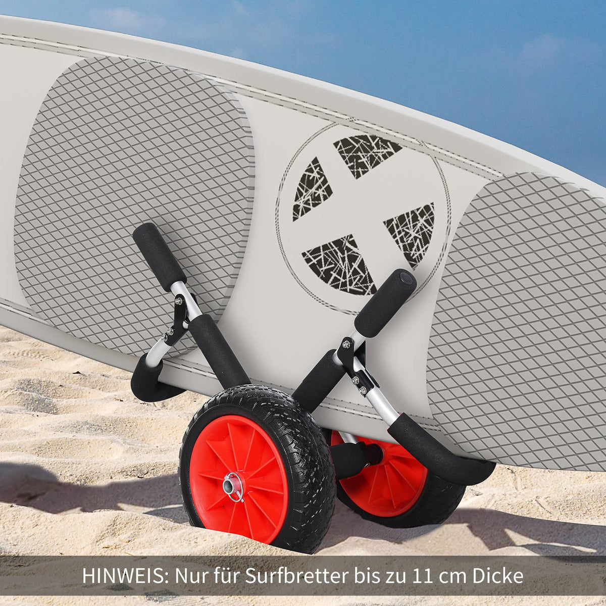 Surf Cart Surfboard Transport Cart Foldable Padded Pu Tires Aluminum Silver Up To 45 Kg L64 X W55 X H38.5 Cm