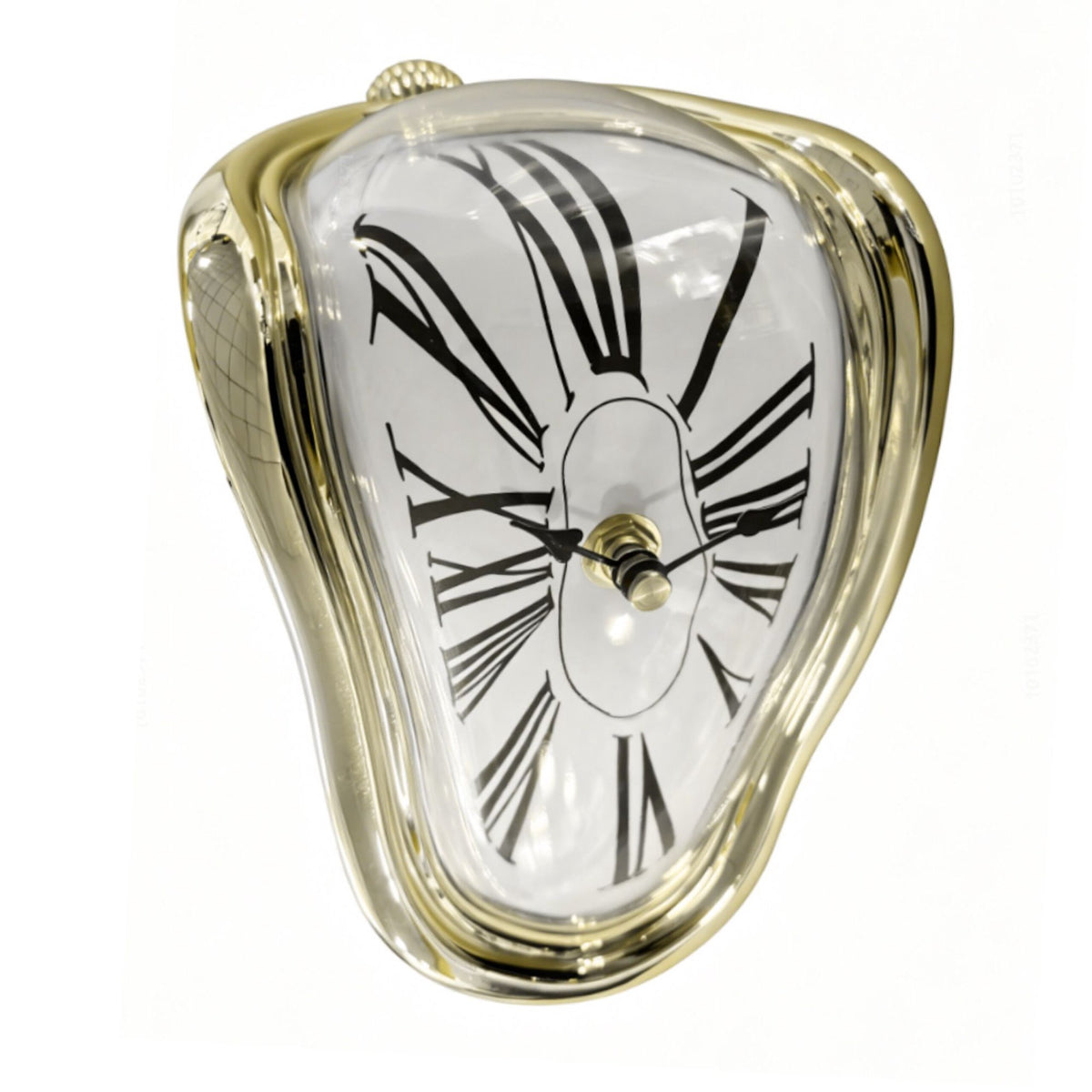 Surreal Gold Table Clock – Curved Dalí Design