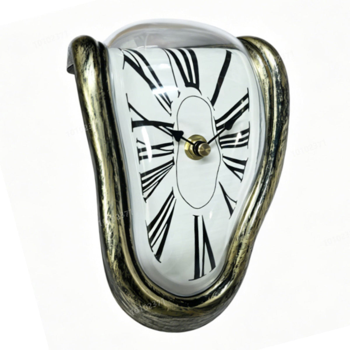 Surrealist Bronze Table Clock – Curved Design, 16cm