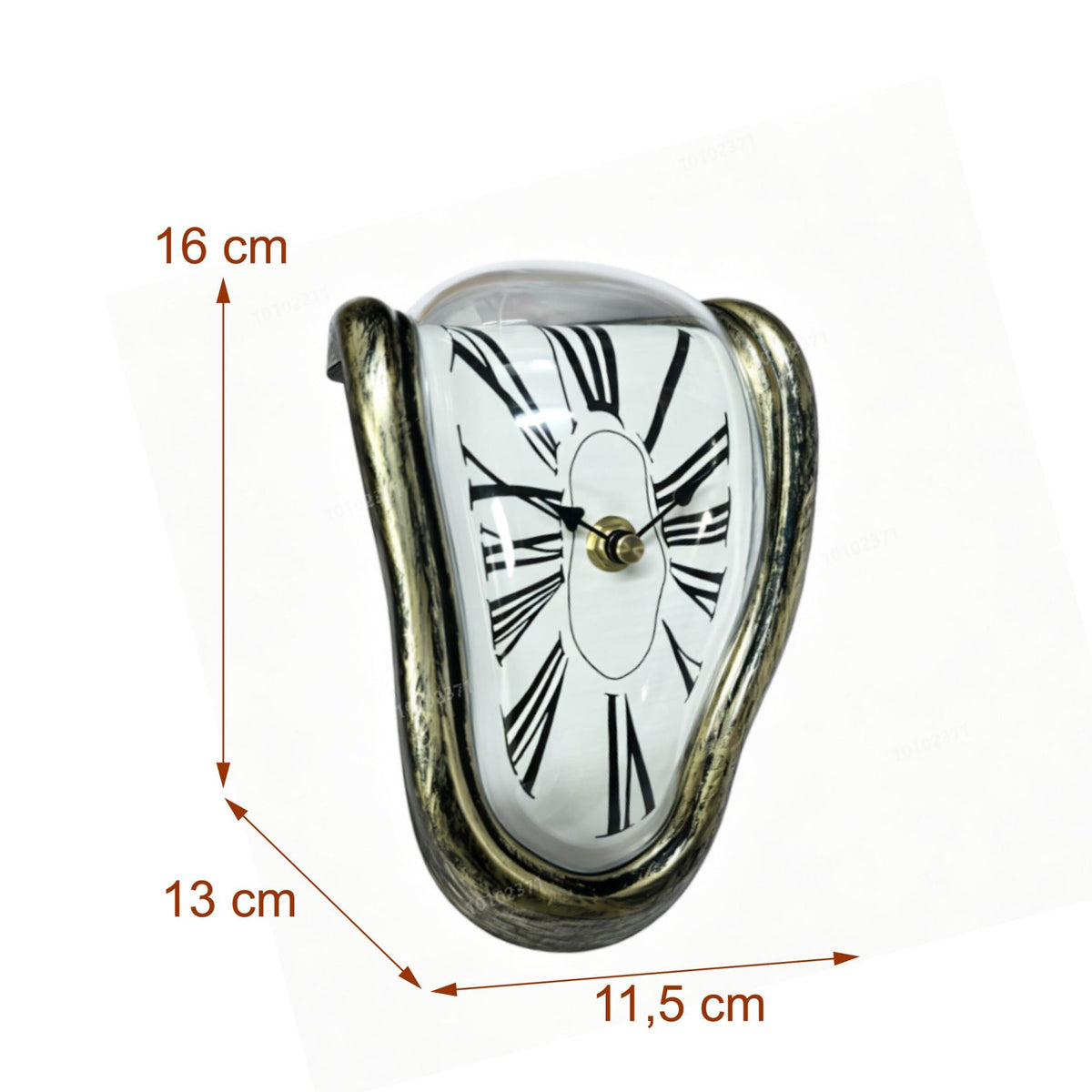 Surrealist Bronze Table Clock – Curved Design, 16cm