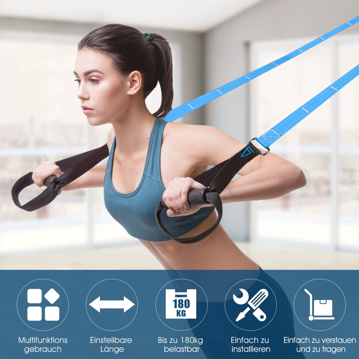 Suspension Training Straps, Adjustable 400 lb, Carry Bag