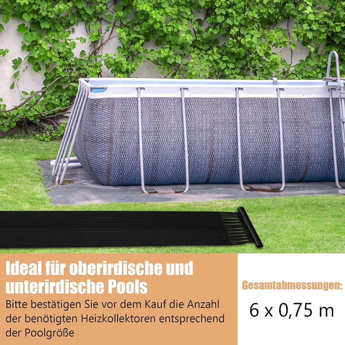 Swimming pool heating 600 x 75 cm solar collector panels for 25800 L in-ground and above-ground pools