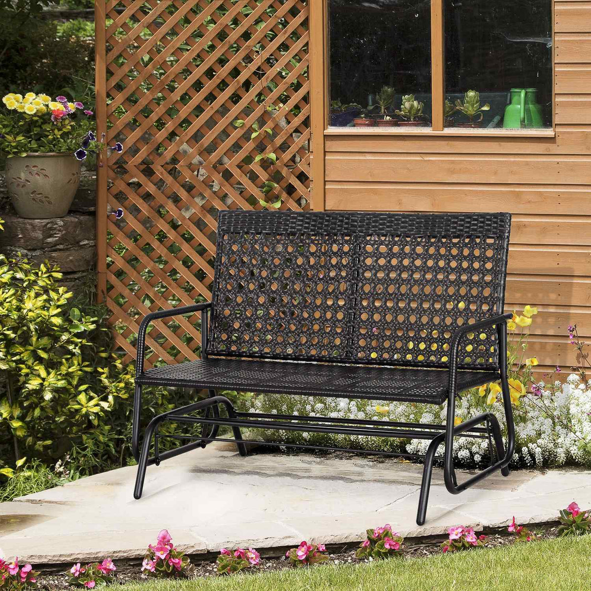 Swing Bench Garden Swing Garden Bench Bench Swing 2-Seater Polyrattan