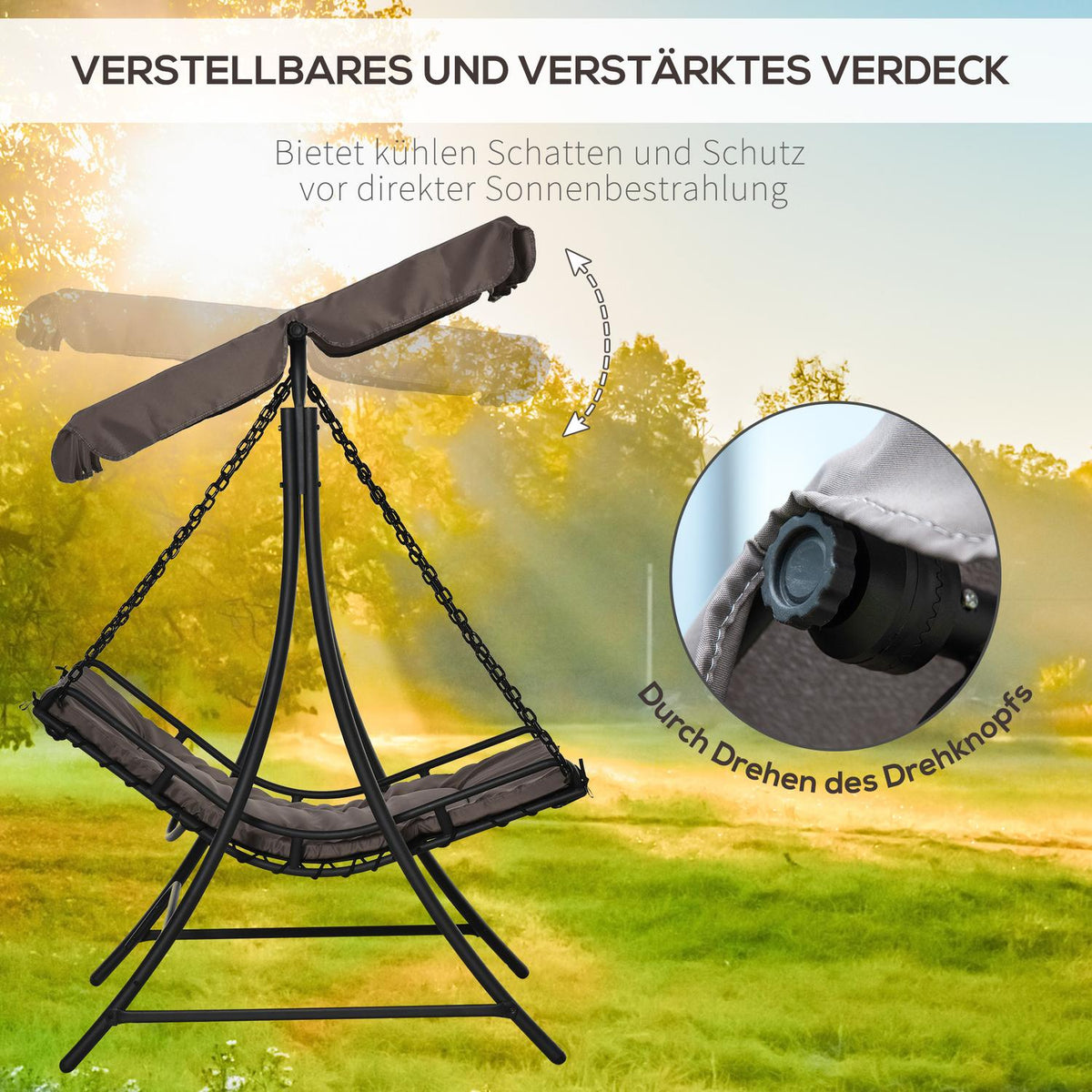 Swing Lounger Hollywood Swing Garden Lounger With Roof For 2 People Steel Gray 164 X 116 X 176Cm
