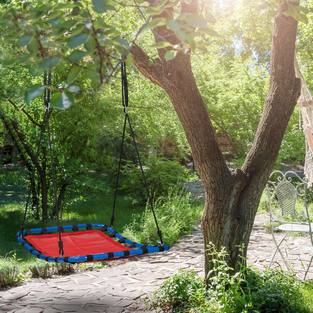 Swing with square nest in red