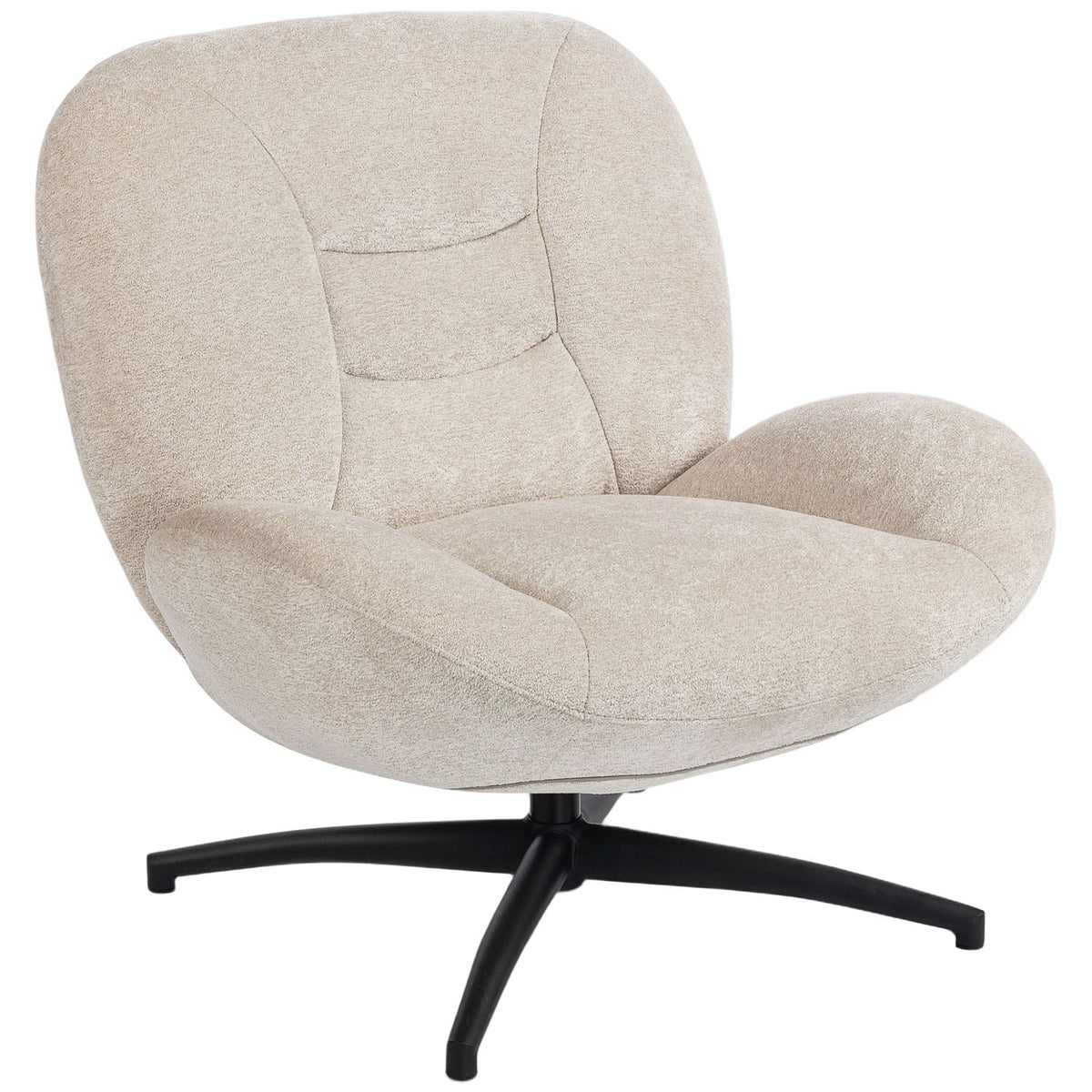 Swivel Accent Chair, Cream White, Chenille Fabric, Steel Base