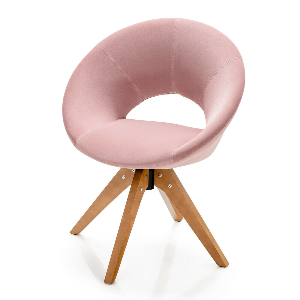 Swivel Accent Chair – Mid-Century Velvet, Oversized Seat, Pink